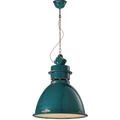 Lampada Sospesa Sterling Di Ferroluce, In Ceramica Con Colori Vintage Anticati, Made In Italy.