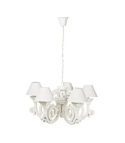 Lampadario 5Luci Bastia Legno Bianco