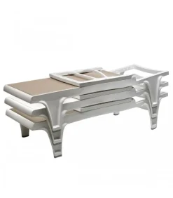 Lettino Prendisole Tahiti Di Scab, Con Struttura In Polipropilene Per Outdoor E Telo Traspirante E Idrorepellente.