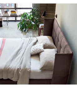 Letto Imbottito Con Contenitore E Con Testiera Trapuntata
