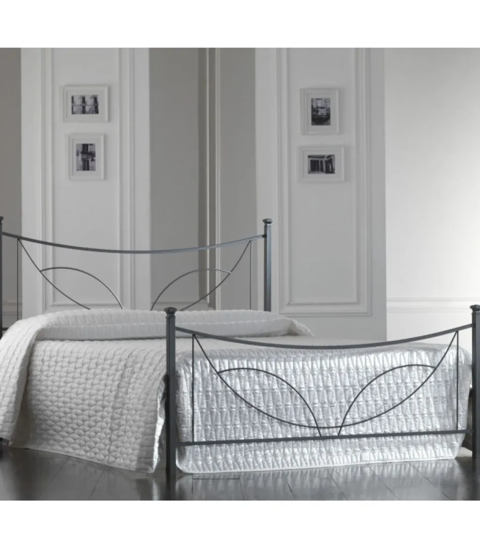 Letto In Ferro Matrimoniale Tulipano, Con Pediera O Giroletto