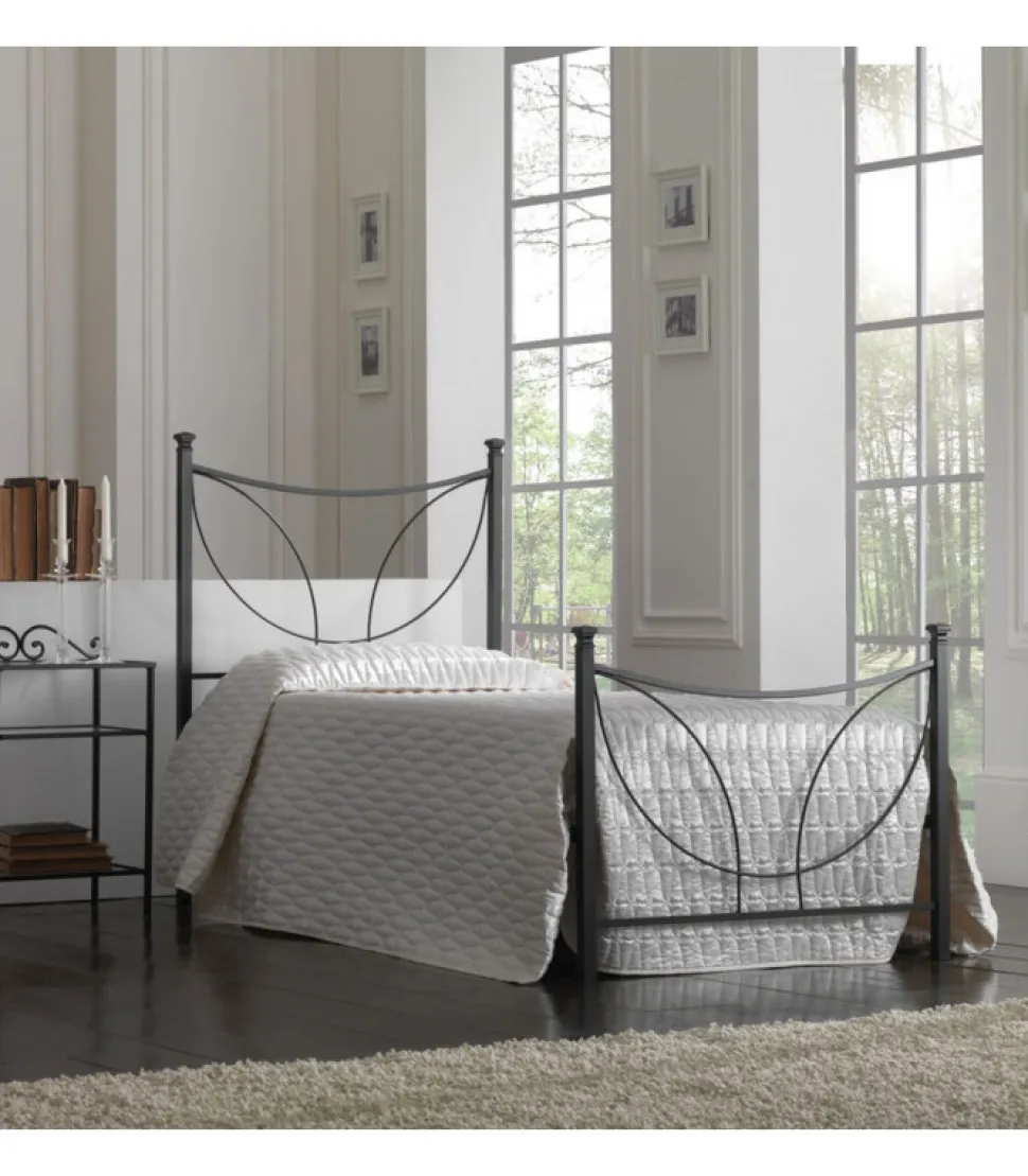 Letto In Ferro Matrimoniale Tulipano, Con Pediera O Giroletto