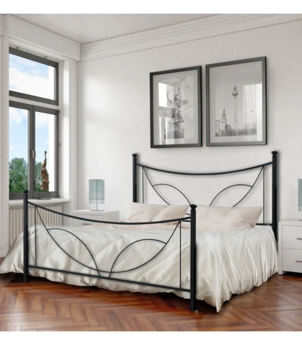 Letto In Ferro Matrimoniale Tulipano, Con Pediera O Giroletto