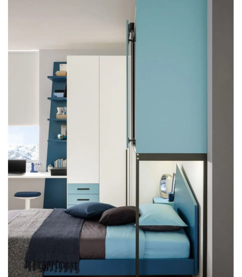 Letto Start, Con Testata Iceberg, Realizzato In Italia Da Moretti Compact.