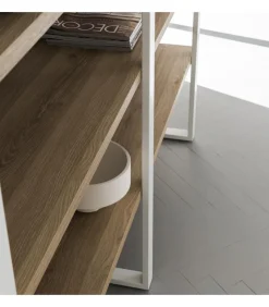 Libreria Con Struttura In Metallo Verniciato E 5 Mensole In Hpl O Fenix - L.180 H.215 P.35 Cm. - Art.770