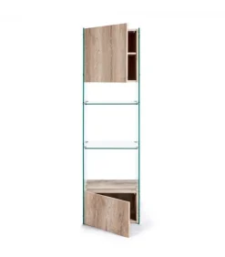 Libreria Melania H182 Fianchi E Mensole In Vetro Temperato Spessore 10 Mm. Top E Base In Mdf