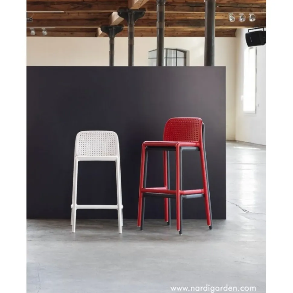 Lido Outdoor, Sgabello Impilabile Fisso In Polipropilene, Per Esterni Ed Interni