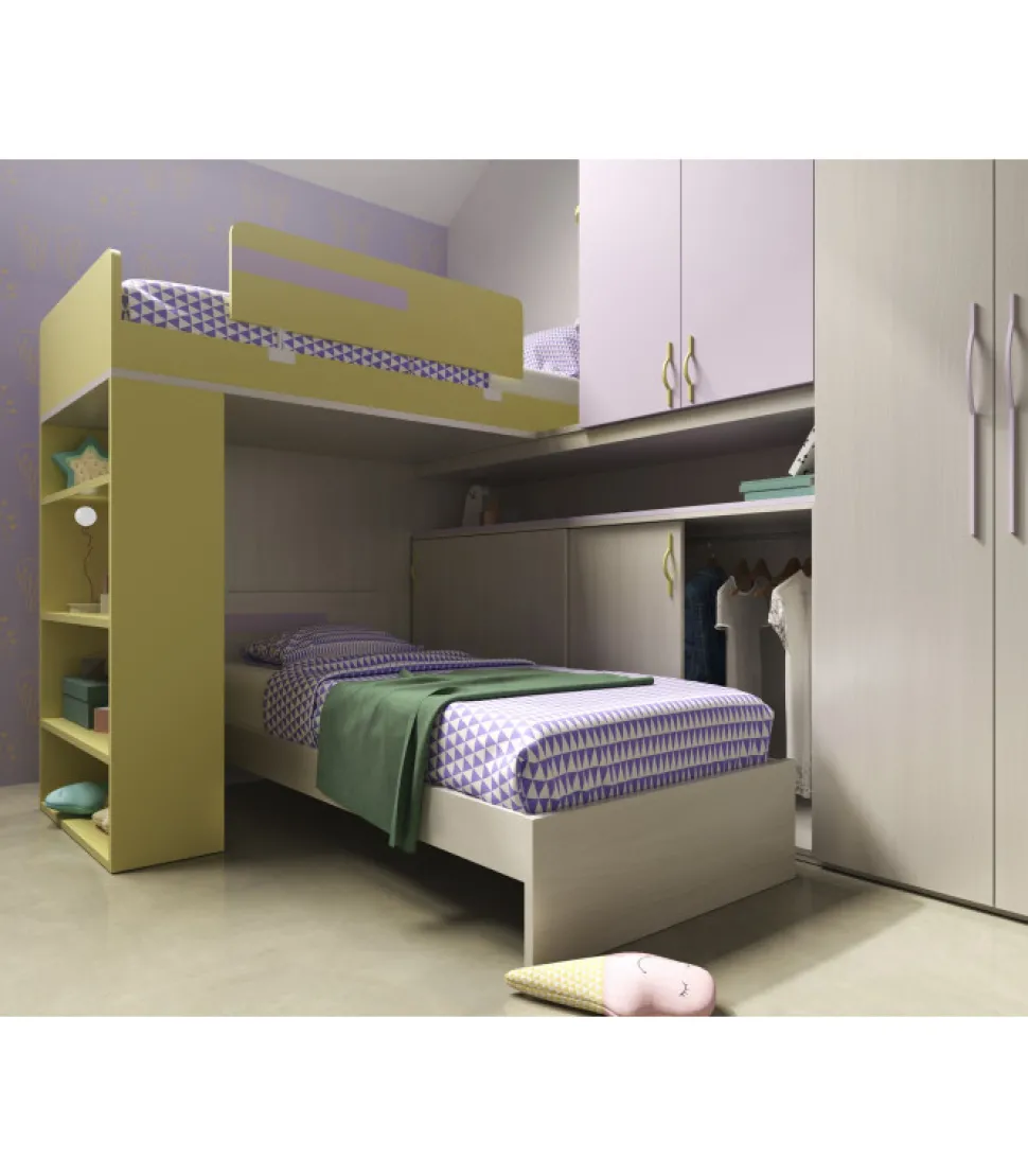 Luna Con Giroletto Base, Letto Singolo Per Cameretta