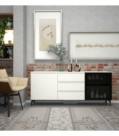 Madia Con Vetrine E Cassettiera