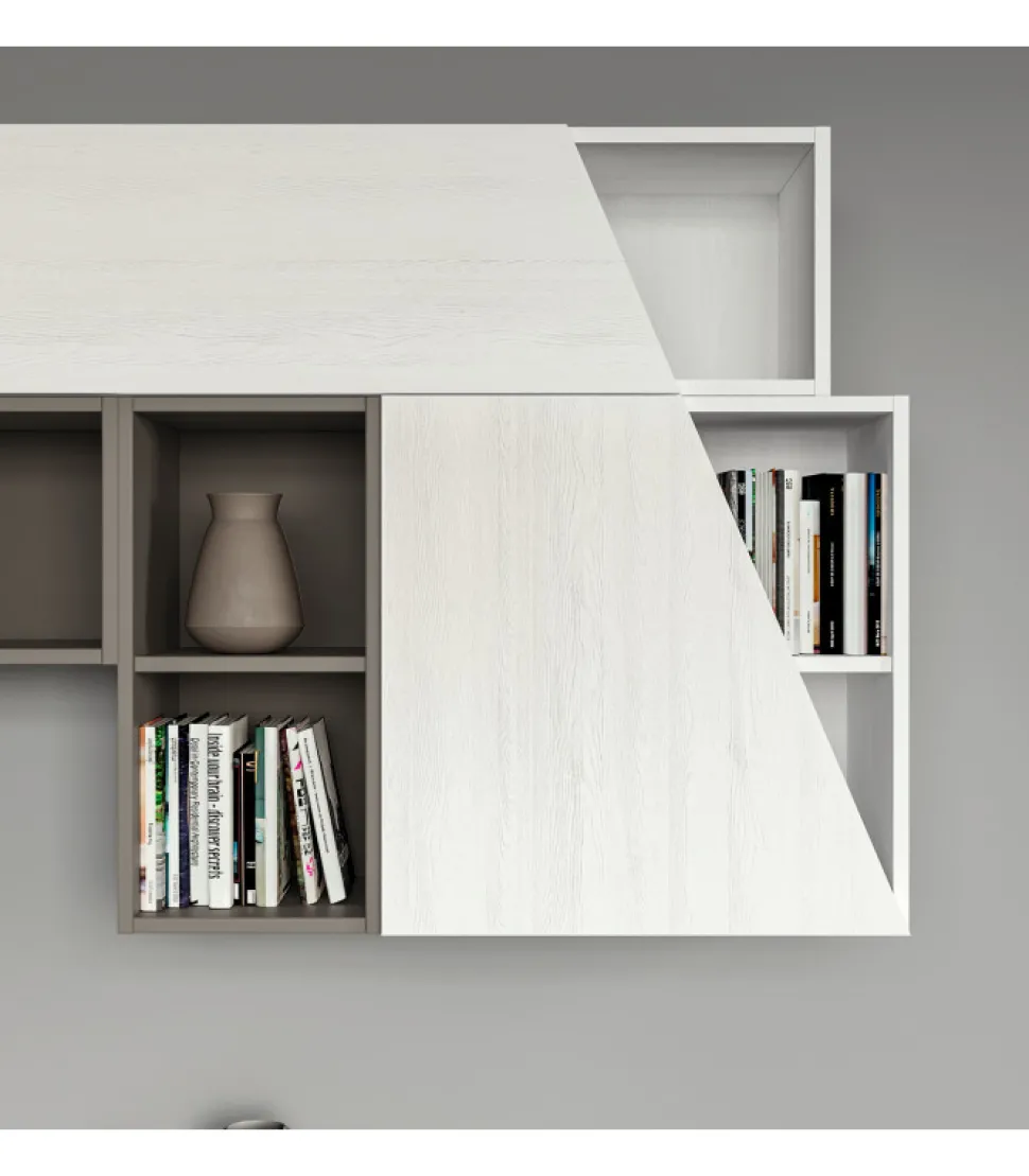 Madia Lineare Con Vani A Giorno E Ante Con Taglio Inclinato