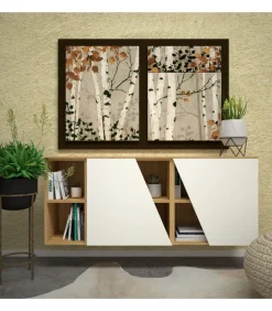 Madia Lineare Con Vani A Giorno E Ante Con Taglio Inclinato