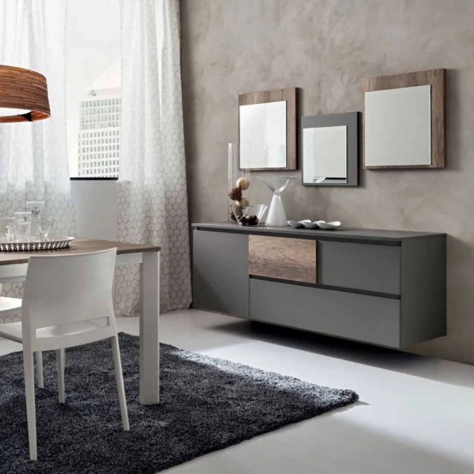 Madia Sospesa Moderna Personalizzabile Made In Italy - L.180 H.60 P.50 Cm - Art.640