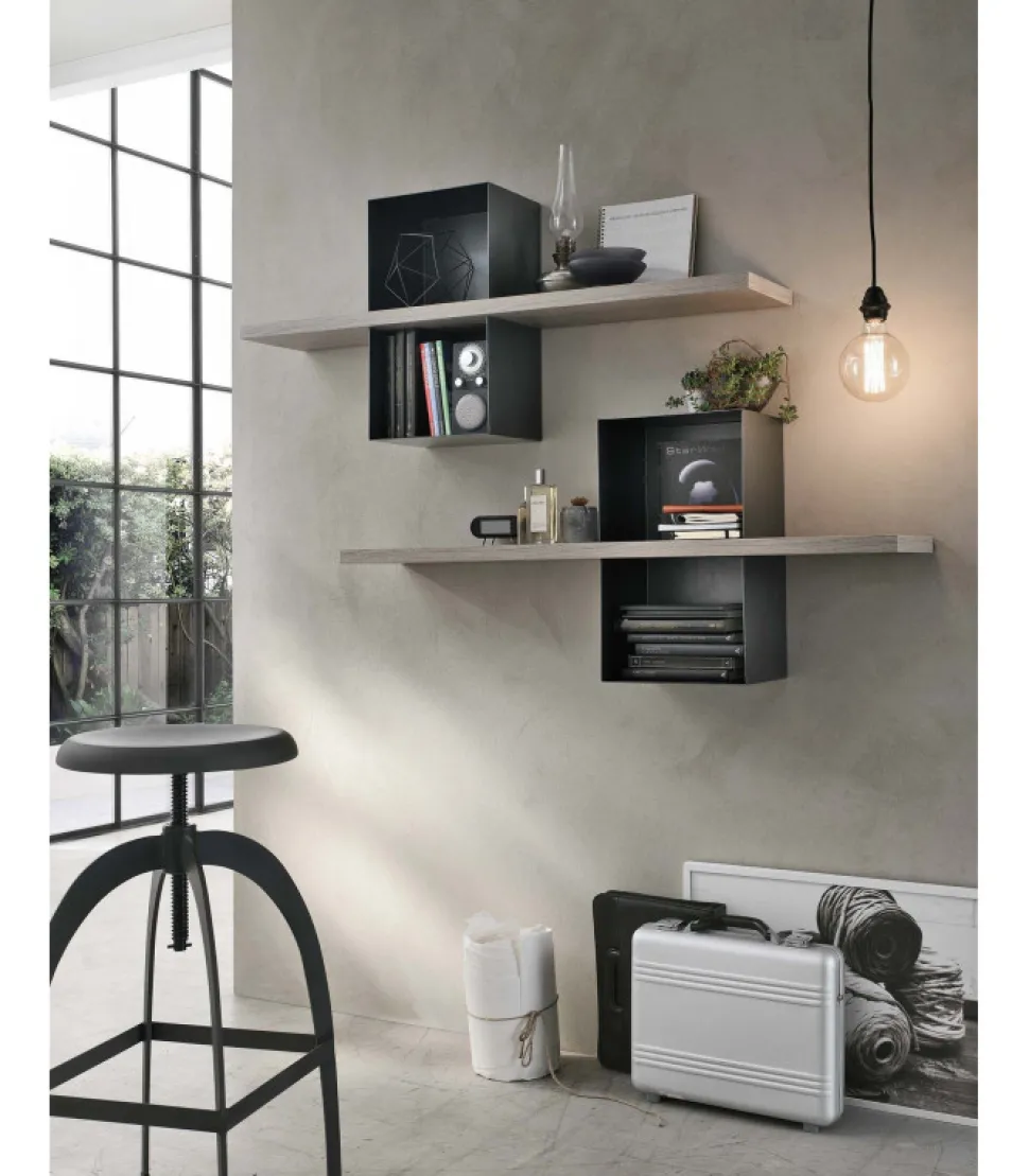 Mensola Modus, Con Struttura In Metallo Verniciato.