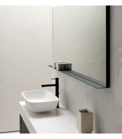 Mobile Da Bagno Componibile B-Go Composizione 17 - Basamento In Metallo, Piano In Corian Bianco.