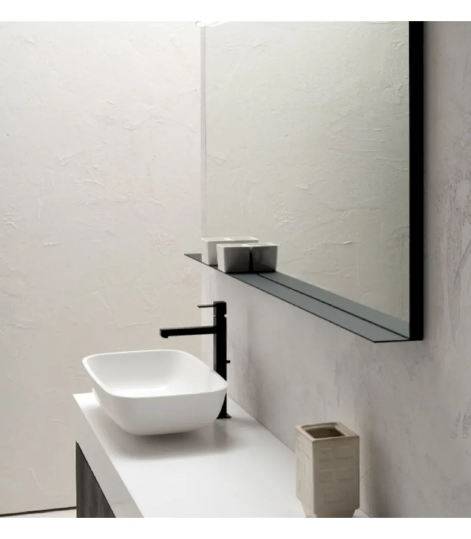 Mobile Da Bagno Componibile B-Go Composizione 17 - Basamento In Metallo, Piano In Corian Bianco.