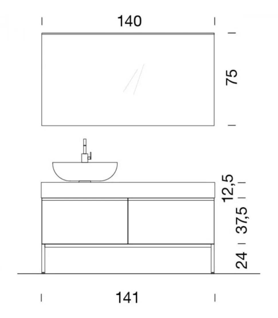 Mobile Da Bagno Componibile B-Go Composizione 17 - Basamento In Metallo, Piano In Corian Bianco.