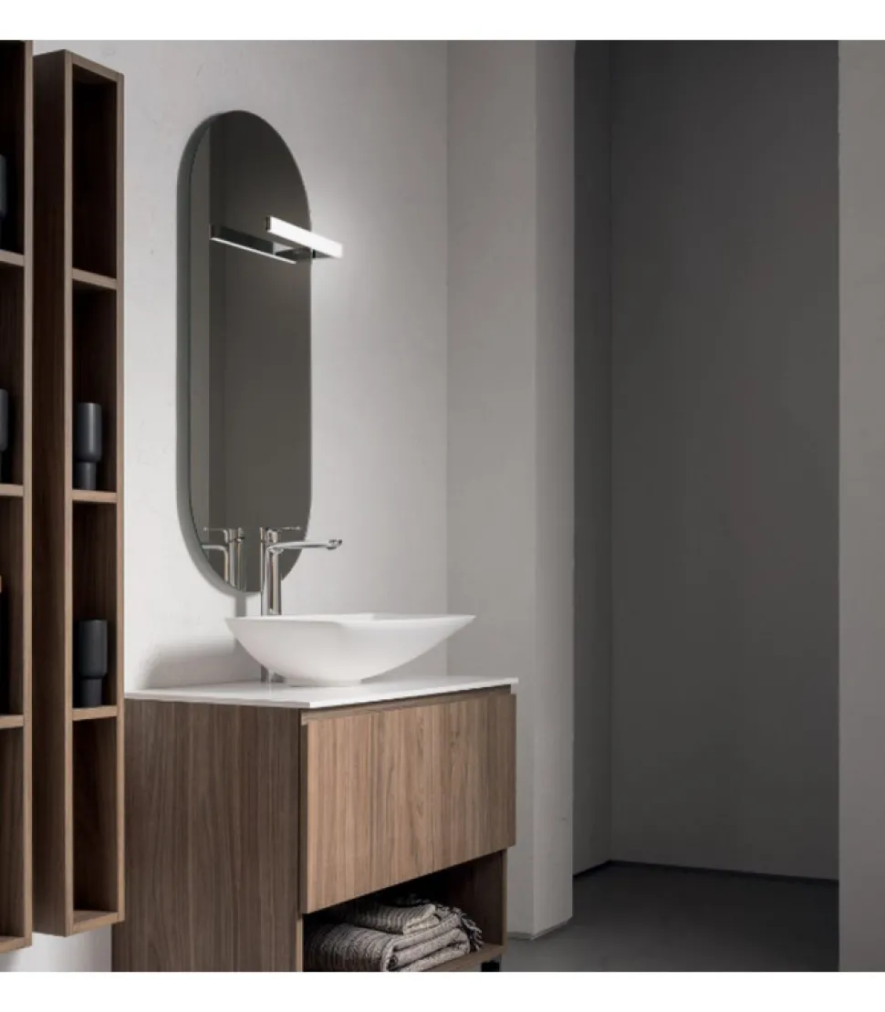 Mobile Da Bagno Componibile B-Go Composizione 24 - Lavabo E Piano In Tekor Bianco