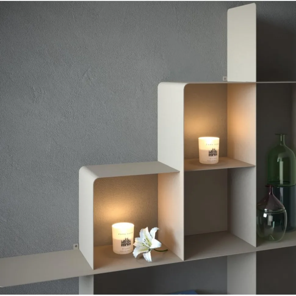 Mondrian, Libreria A Parete Componibile In Acciaio - Comp. 5