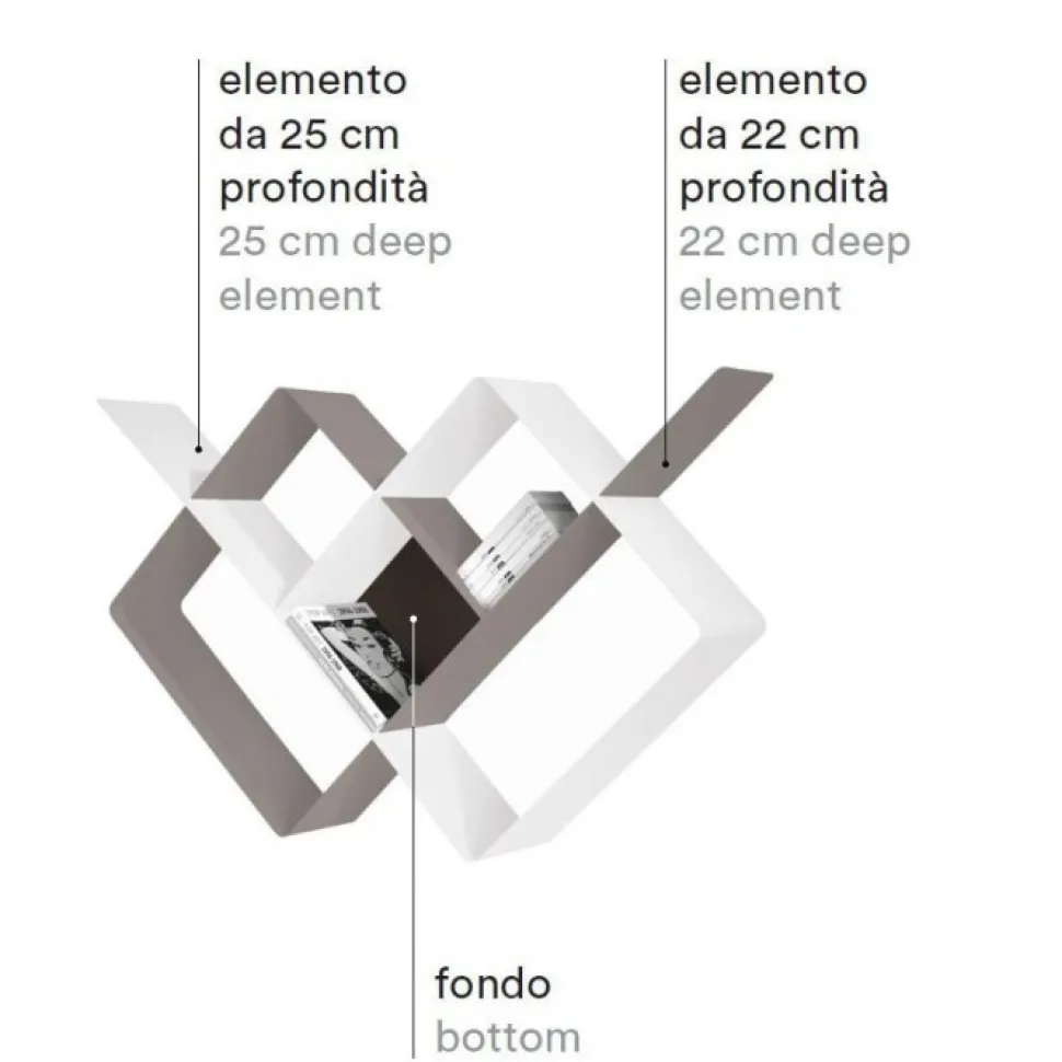 Mondrian, Libreria A Parete Componibile In Acciaio - Comp. 1