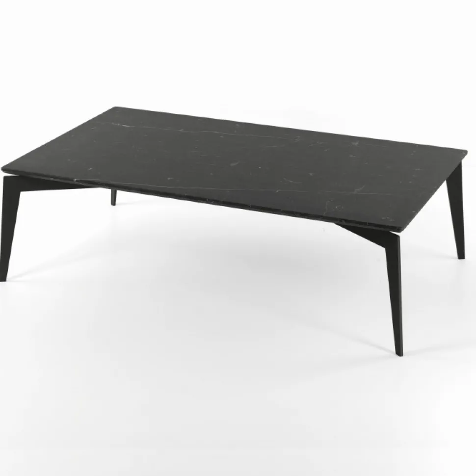 Nordic, Tavolino Rettangolare In Acciaio Con Piano Marmo