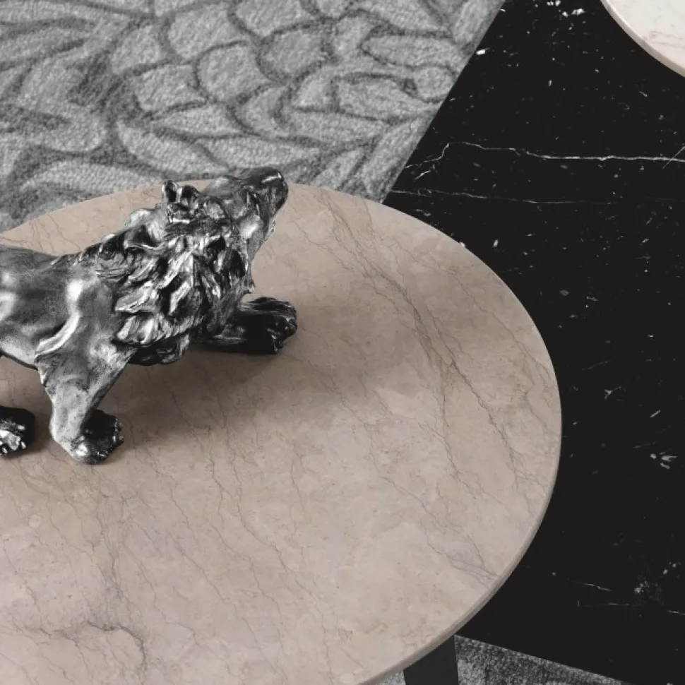 Nordic, Tavolino Rotondo Diametro 80 In Acciaio E Marmo