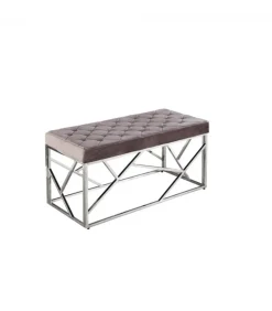 Panca Rayan Velluto Grigio 97X44 Struttura E Gambe In Acciaio Inossidabile. Imbottitura In Spugna