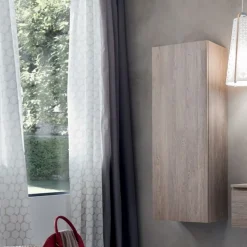 Pensile Guardaroba Con Anta L. 50 P.32 H.138, Completo Di Appendiabiti E 1 Ripiano - Made In Italy