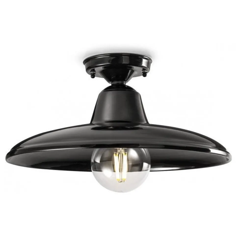 Plafoniera Black&White, Realizzata In Ceramica In Italia Da Ferroluce.