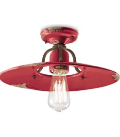 Plafoniera Clovelly, Realizzata In Italia Da Ferroluce, In Ceramica Con Colori Vintage Anticati.