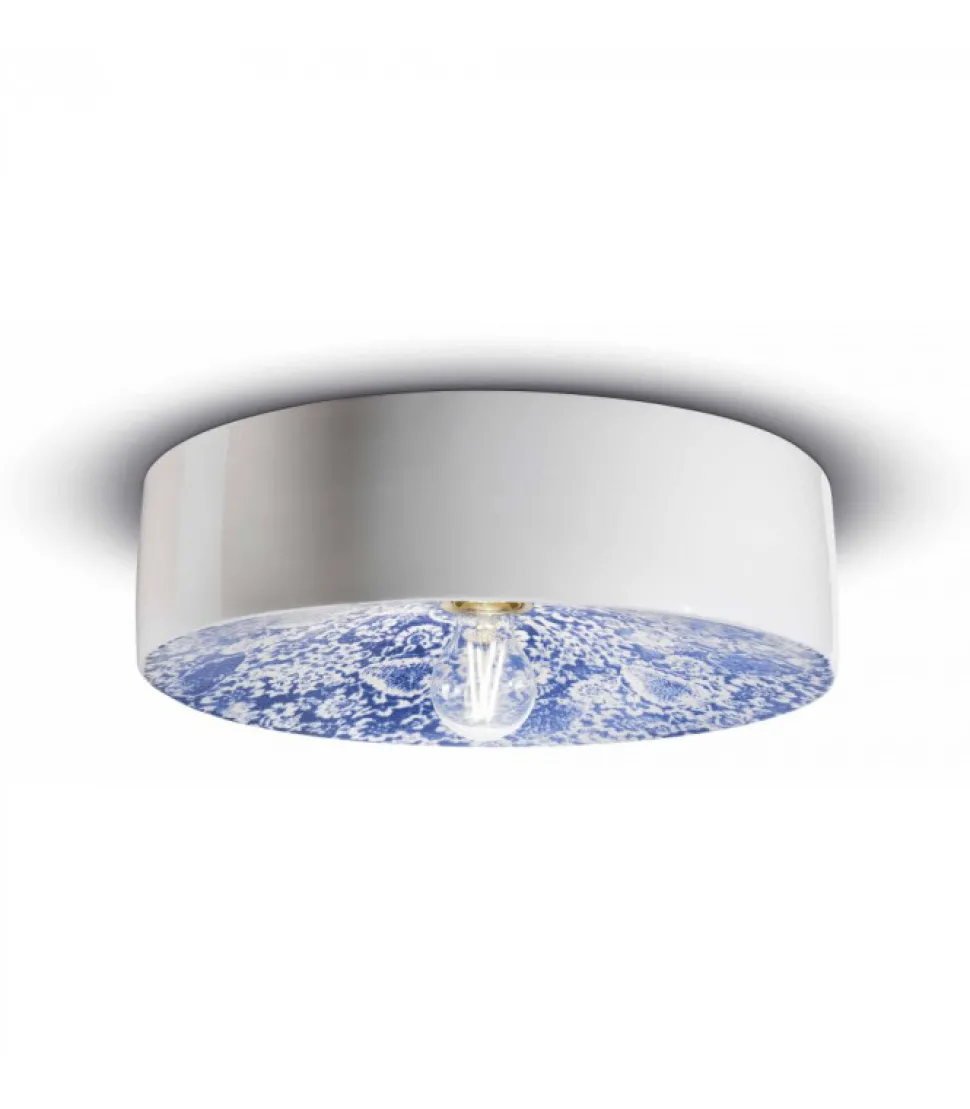 Plafoniera Glenview Di Ferroluce, In Ceramica Smaltata Bicolore Tono Su Tono O Con Fantasie.
