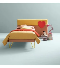 Plain Autoportante Heart, Letto Imbottito Con Simpatica Decorazione A Forma Di Cuore