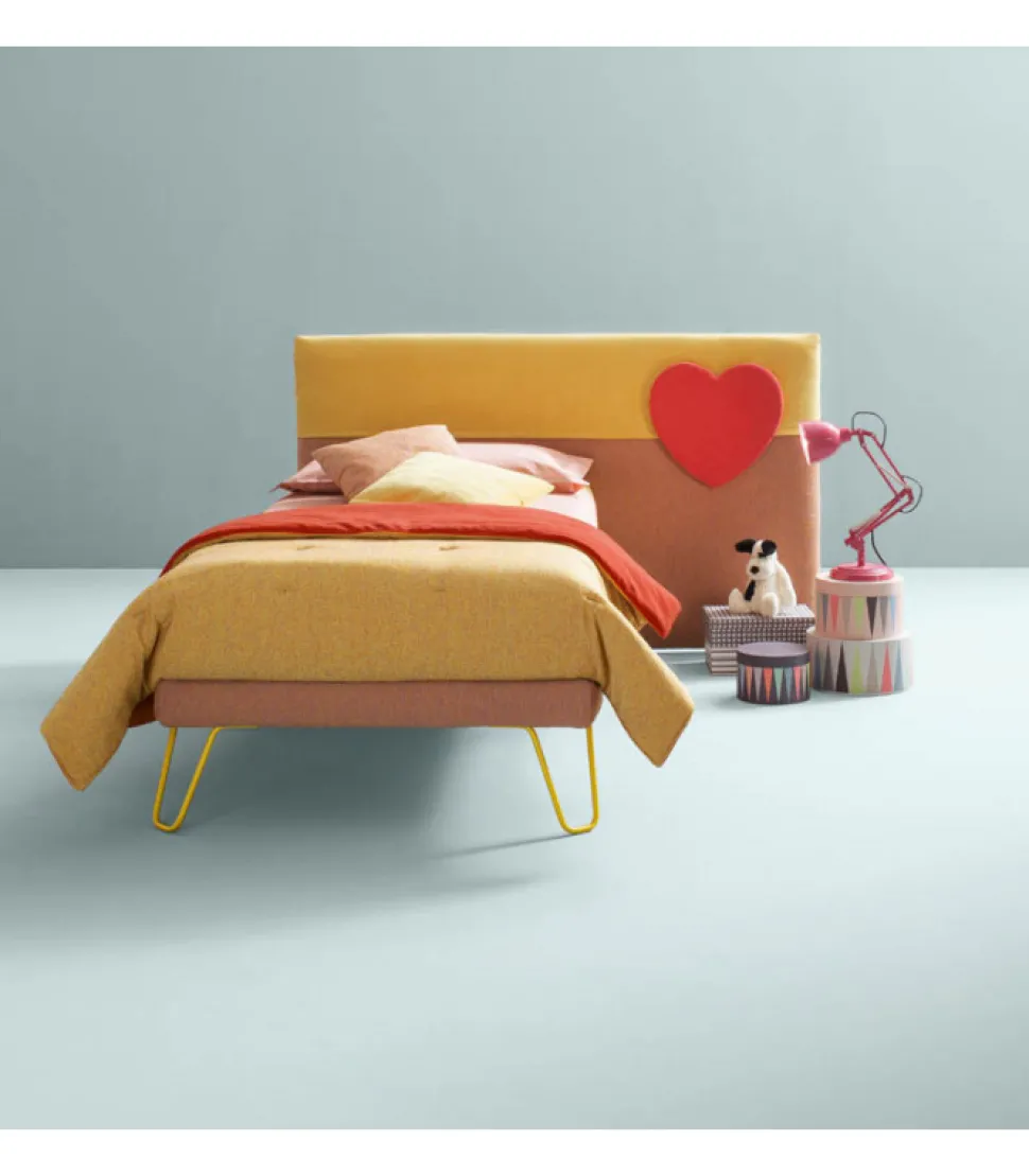 Plain Autoportante Heart, Letto Imbottito Con Simpatica Decorazione A Forma Di Cuore