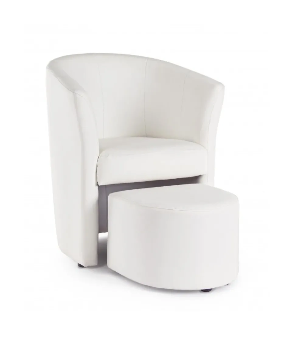 Poltrona Con Pouf Rita Bianco
