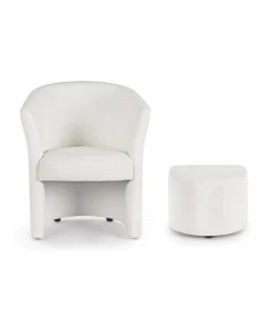 Poltrona Con Pouf Rita Bianco