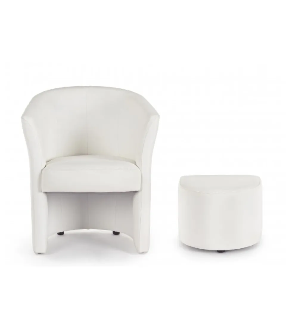Poltrona Con Pouf Rita Bianco