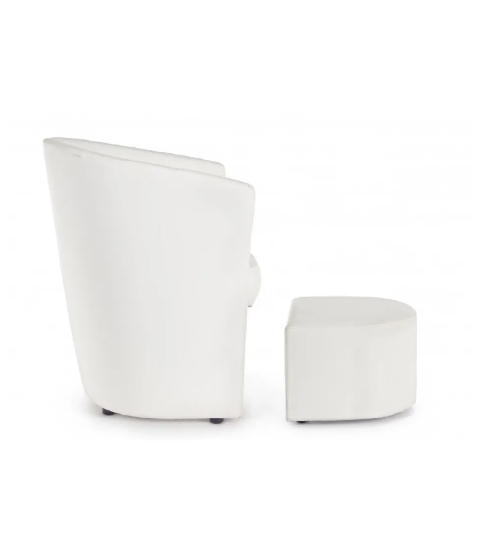 Poltrona Con Pouf Rita Bianco