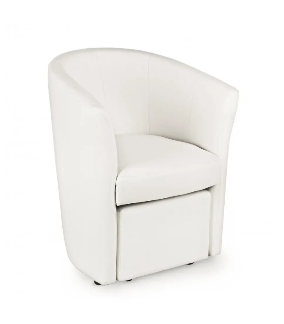 Poltrona Con Pouf Rita Bianco