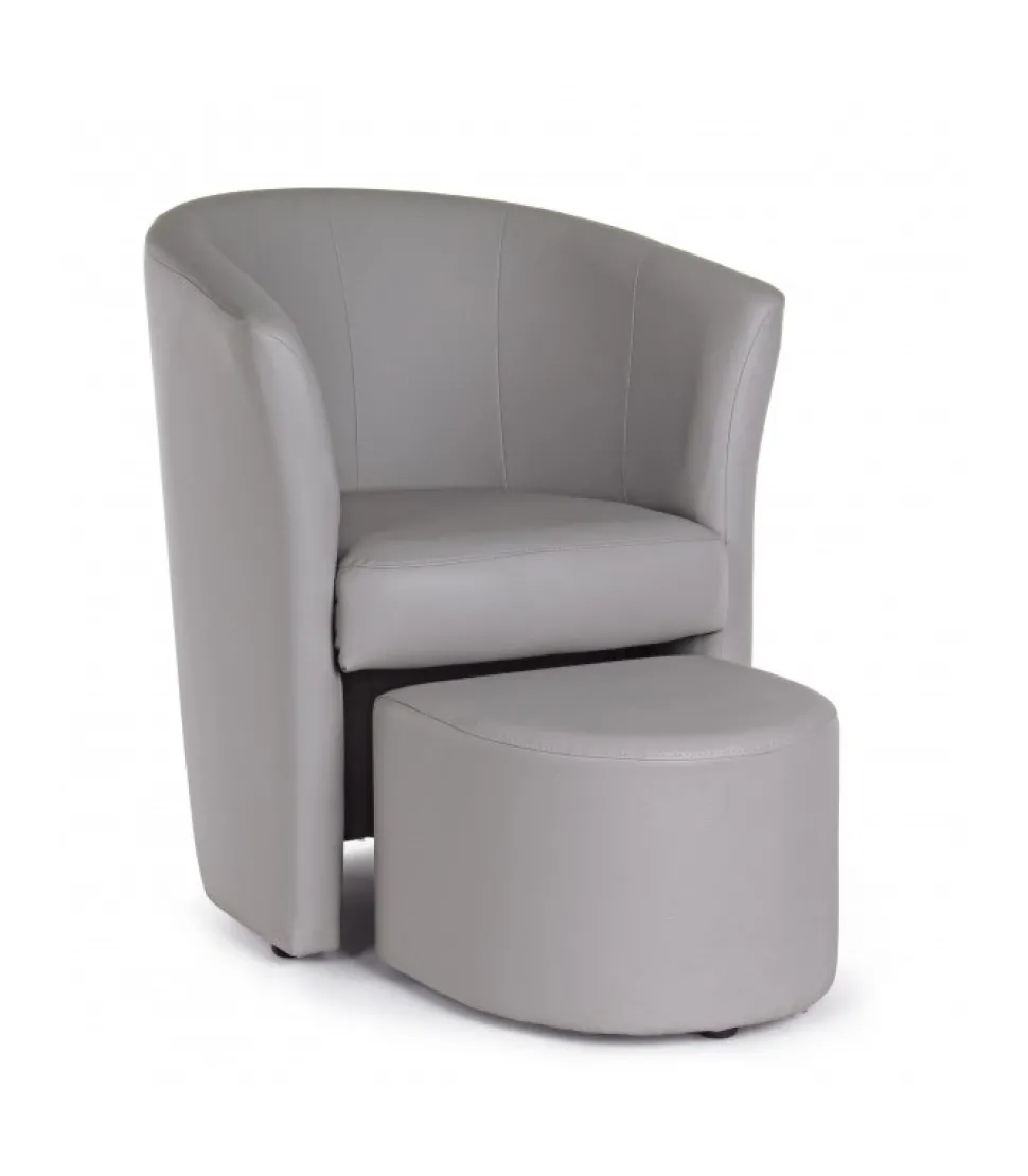 Poltrona Con Pouf Rita Grigio Chiaro