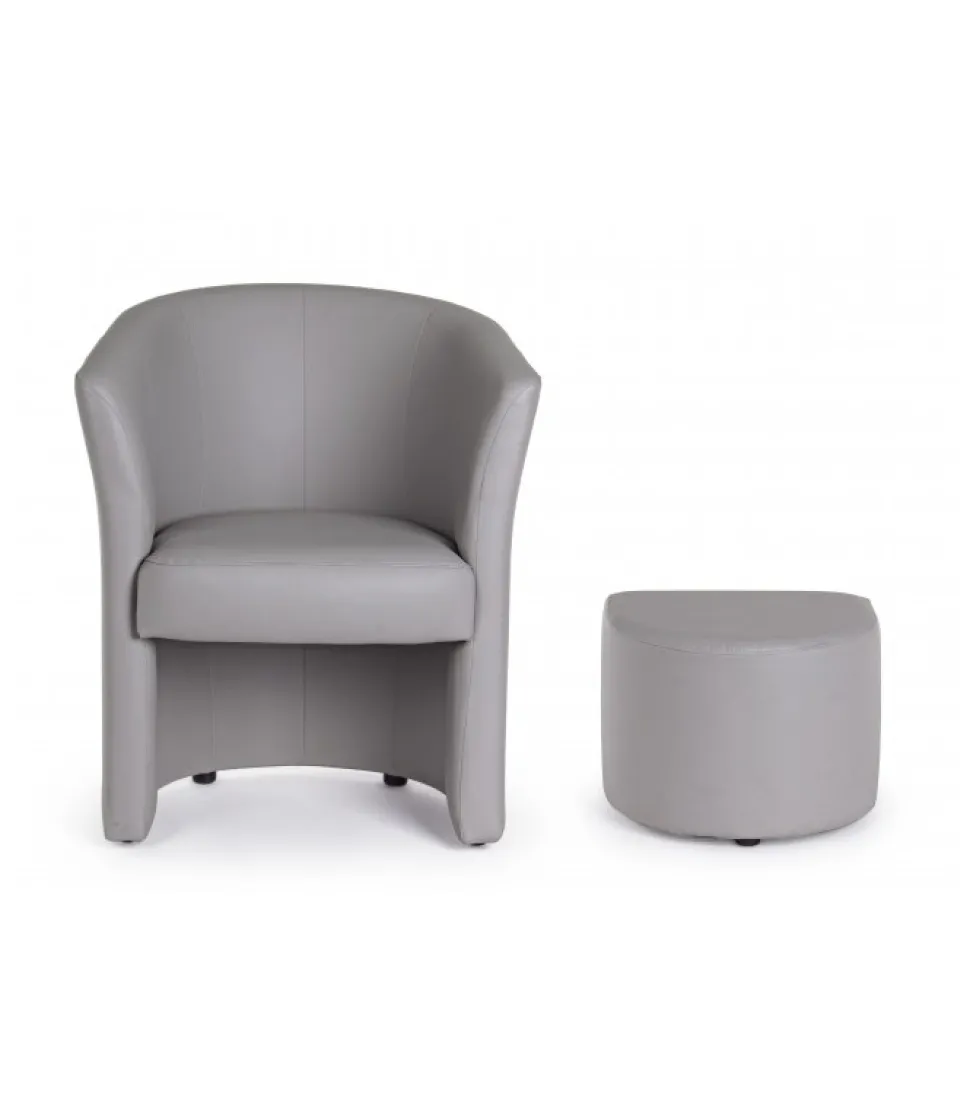Poltrona Con Pouf Rita Grigio Chiaro