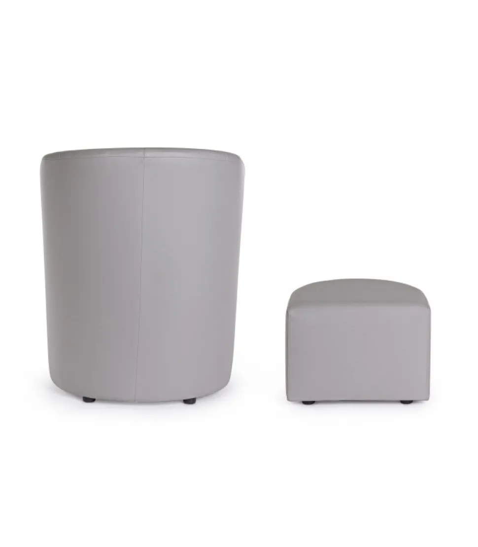 Poltrona Con Pouf Rita Grigio Chiaro