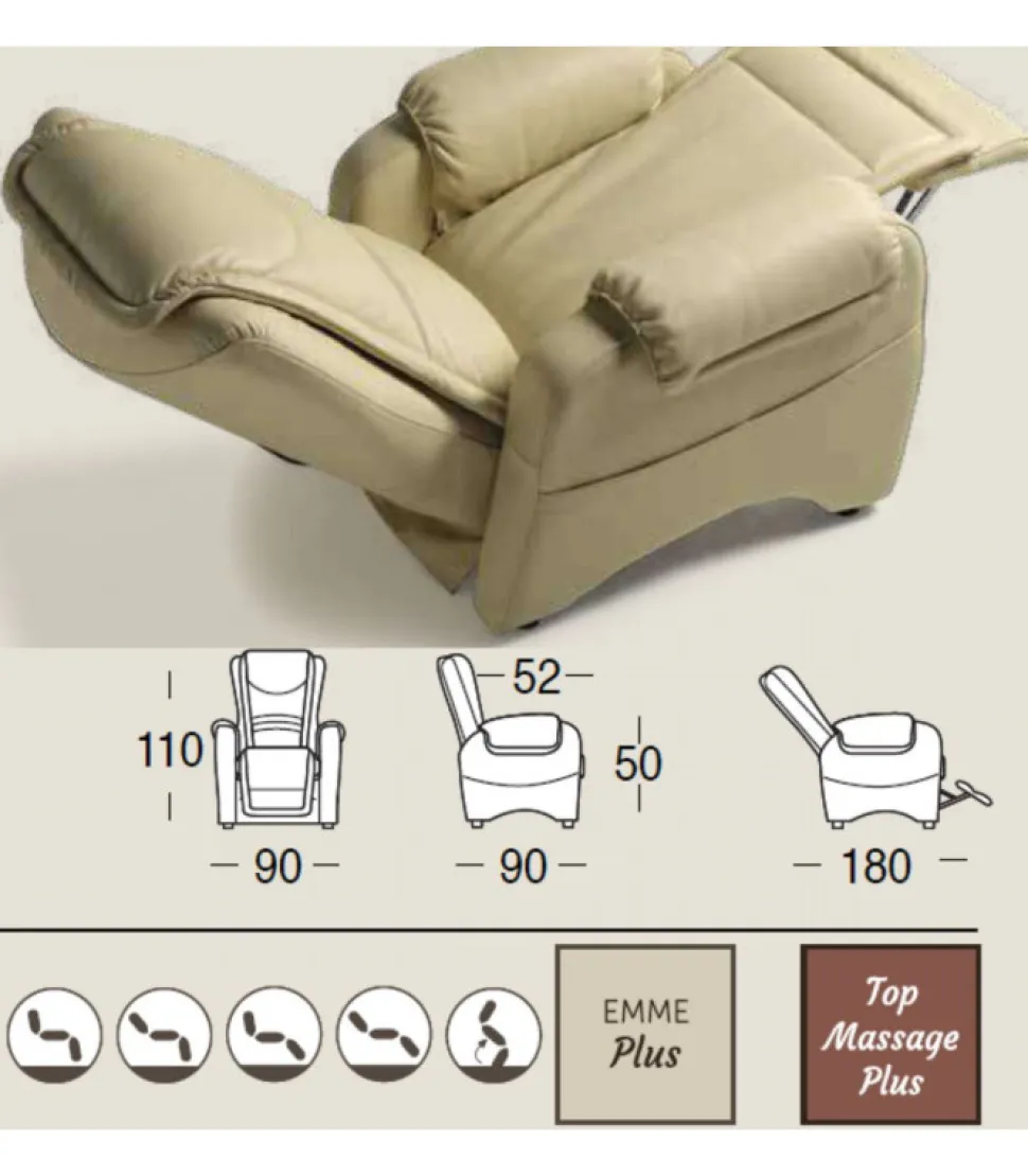 Poltrona Relax Made In Italy, Resistente Struttura In Ferro E Morbida Seduta In Poliuretano.