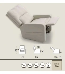 Poltrona Relax Perla Di Il Benessere, Made In Italy, Disponibile In Tessuto E Pelle, Accessoriabile Di Kit Vibro.