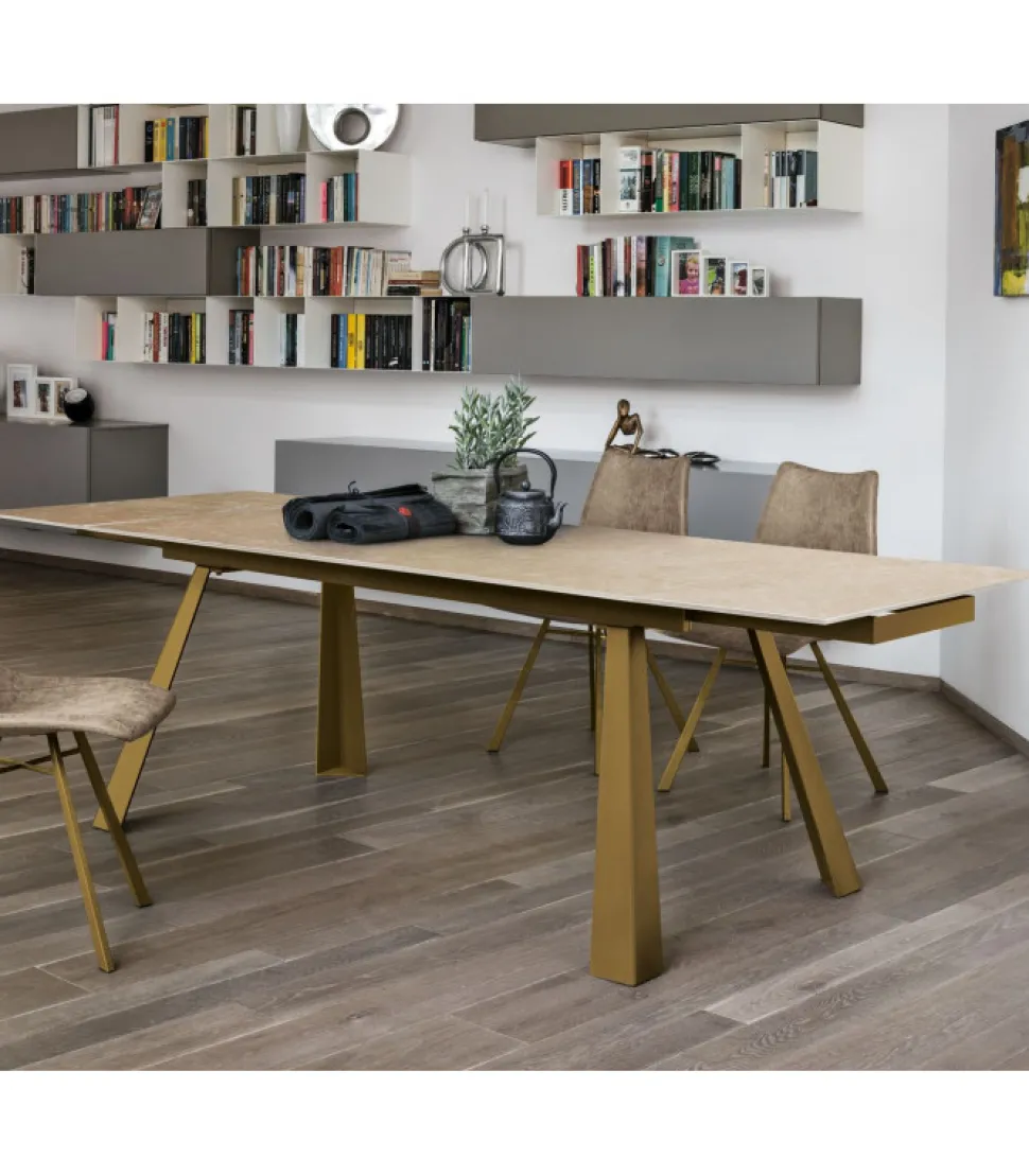 Ponente 180, Con Allunghe Laterali In Gres Porcellanato O Vetro Temperato.