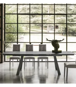 Ponente 180, Con Allunghe Laterali In Gres Porcellanato O Vetro Temperato.