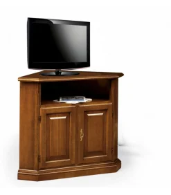 Porta Televisione Ad Angolo In Legno Massello Tinto Noce