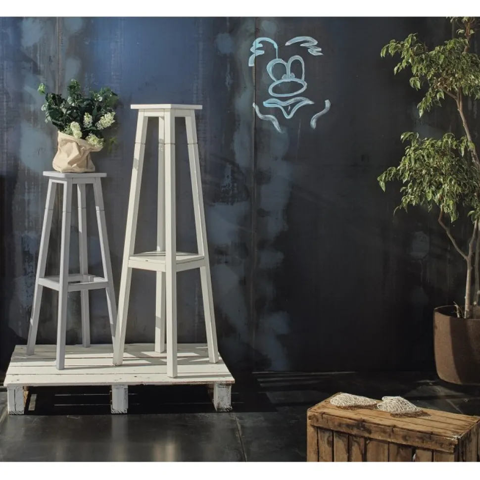 Porta Vasi Colonna In Legno Finitura Shabby Chic