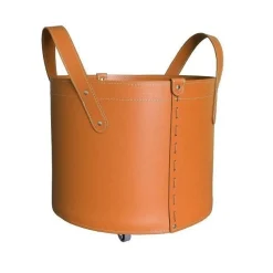 Portaoggetti Tonda In Cuoio Cucito A Mano