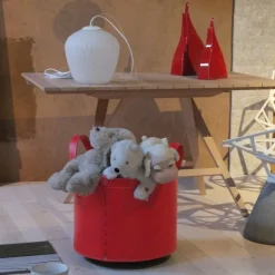 Portaoggetti Tonda In Cuoio Cucito A Mano