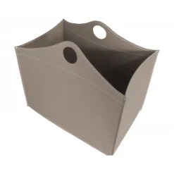 Portaoggetti Woodbag In Cuoio Cucito A Mano