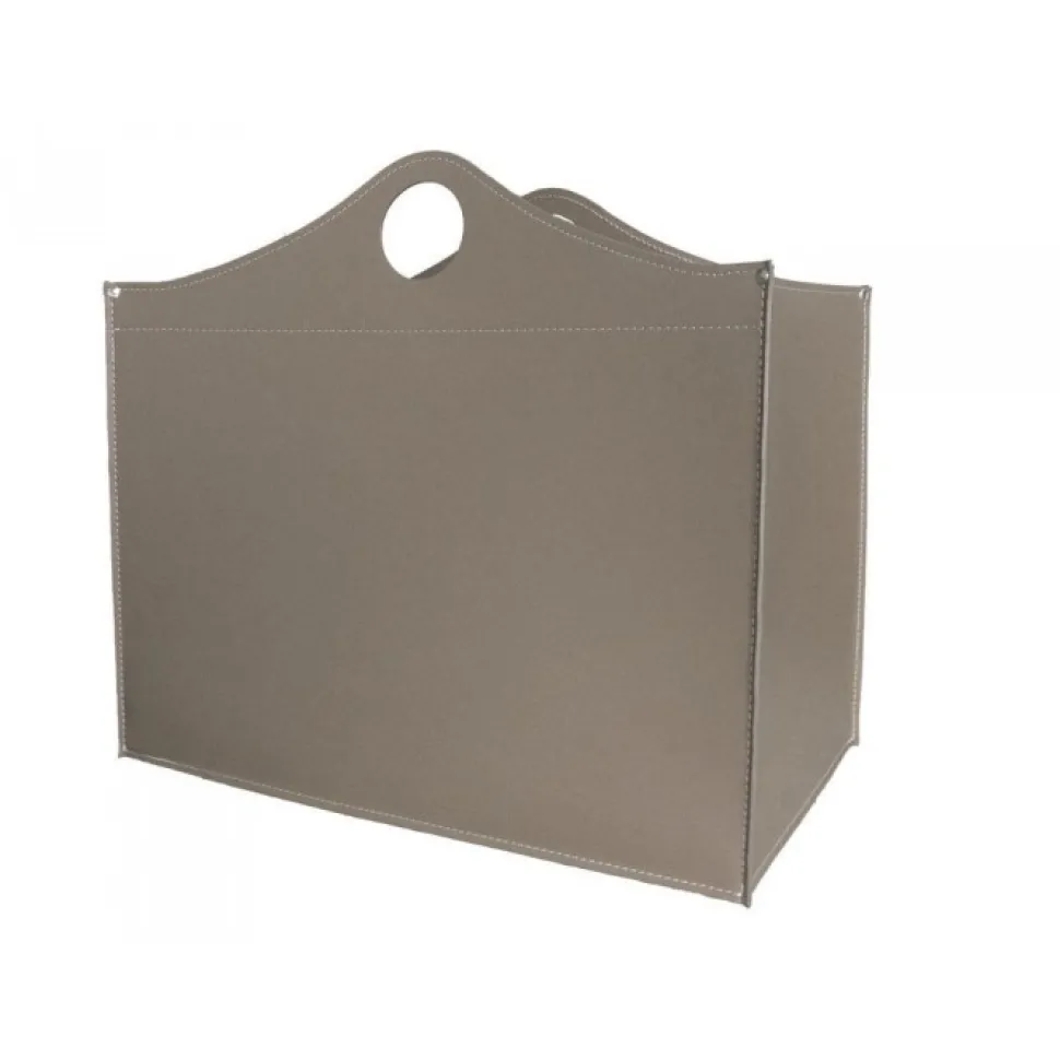 Portaoggetti Woodbag In Cuoio Cucito A Mano